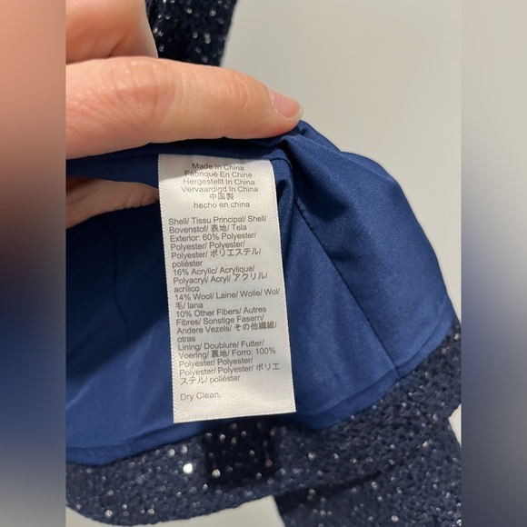 NEW J.Crew Women’s Navy Tweed Silver Sequin Schoolboy Blazer size 0 academia - Picture 10 of 11
